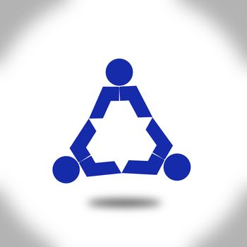 Blue people triangle image with hi-res rendered artwork that could be used for any graphic design.