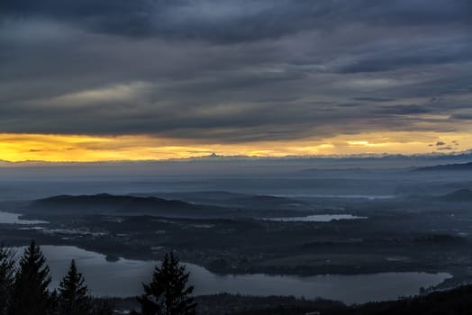 sundown over the mount Monviso in a winter afternoon, Varese