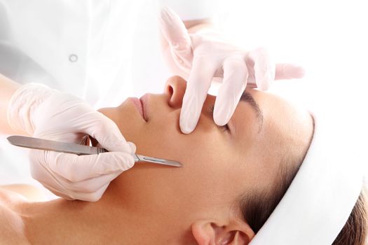 Plastic surgery, a woman in the clinic of aesthetic surgery