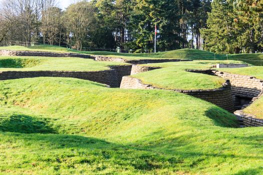 The trenches and craters on battlefield of Vimy ridge