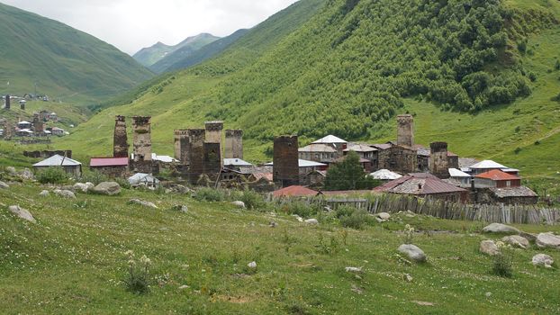 Panorama of Ushguli, Swanetia, Georgia, Europe