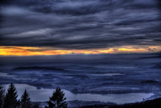 sundown over the mount Monviso in a winter afternoon, Varese