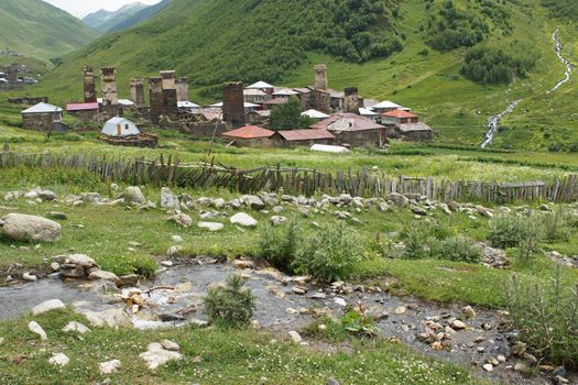 Panorama of Ushguli, Swanetia, Georgia, Europe