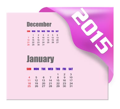 January 2015 calendar with past month series