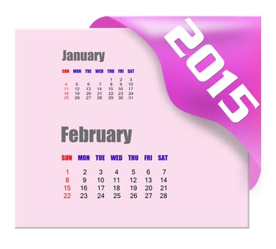 February 2015 calendar with past month series