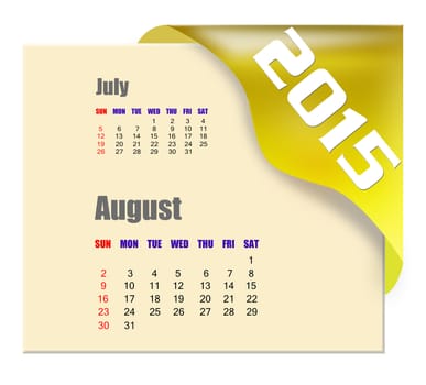August 2015 calendar with past month series