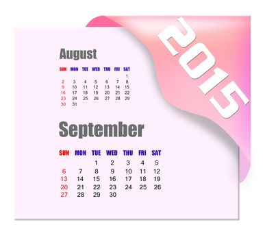 September 2015 calendar with past month series