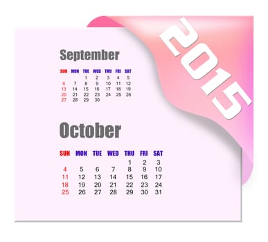 October 2015 calendar with past month series