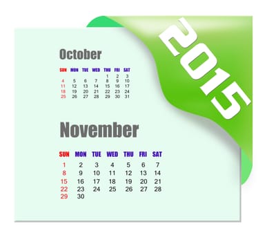 November 2015 calendar with past month series