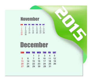 December 2015 calendar with past month series