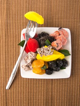 preserved fruits & Dried fruits. Food Snack on Background