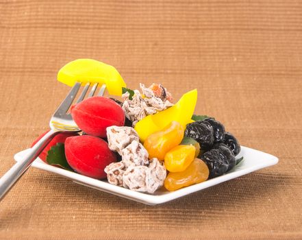preserved fruits & Dried fruits. Food Snack on Background