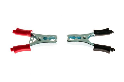 Electrical metal clamps with insulated red and black