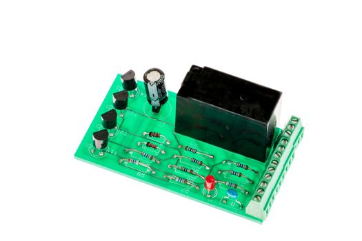 Electronic boardwith relays,transistor and capacitors