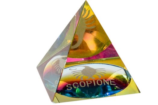 glass pyramid with scorpion zodiac sign a