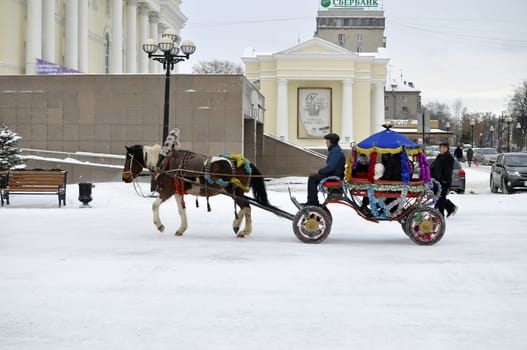 Festive New Year's drivings in the carriage
