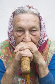 portrait of 82 years old peasant woman from southern bohemia