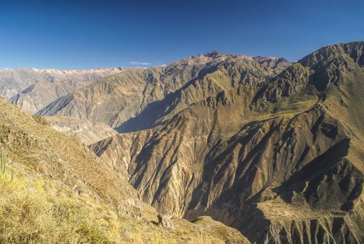 Scenic view of Canon del Colca, famous tourist destination in Peru