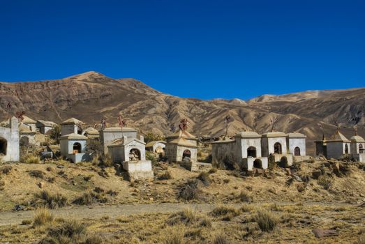 Old cemetery high in bolivian Andes