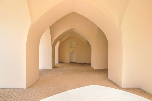 Architecture of bright old passageway in Merv, Turkmenistan in Asia
