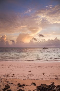 Caribbean beach at sunrise