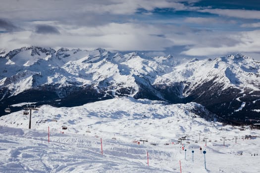 Ski Slope near Madonna di Campiglio Ski Resort, Italian Alps