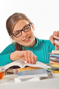  a student girl studying at library