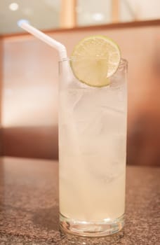 Glass of ice lemon juice, stock photo