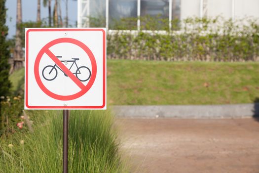 Cycling Safety Signs The garden area restricted area cycling.