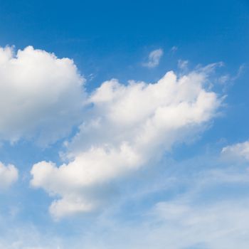 Bright sky and clouds. During the day, a sunny summer day.