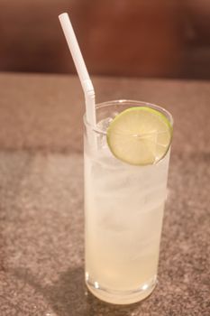 Glass of ice lemon juice, stock photo