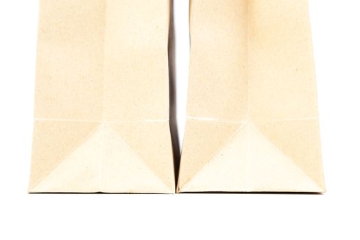 Two brown paper bag. For food. On a white background