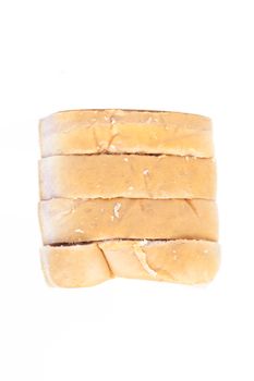 Sliced bread. Rectangular plate is divided into pieces. Isolated white background