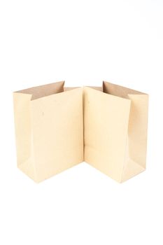 Two brown paper bag. For food. On a white background