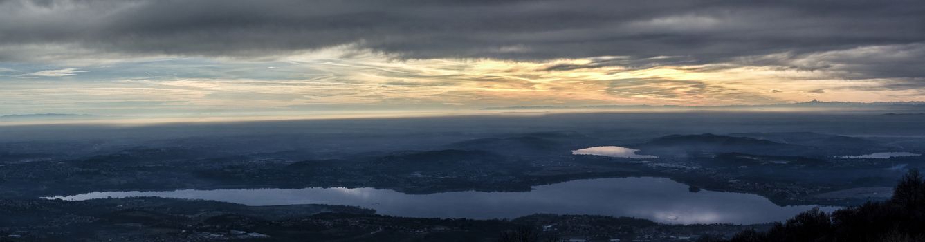 Sunset and landscape on the Varese lake, Lombardy - Italy