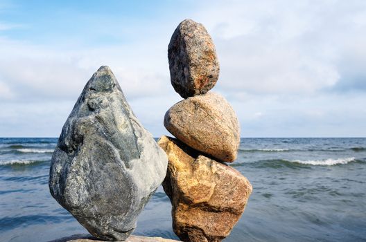 Zen Balance of stones on the seacoast