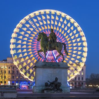 Place Bellecour statue of King Louis XIV, Lyon France 