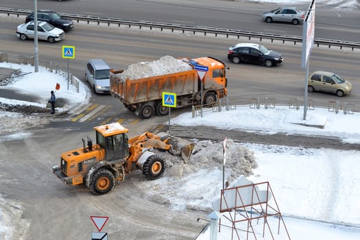 Cleaning of snow by means of special equipment