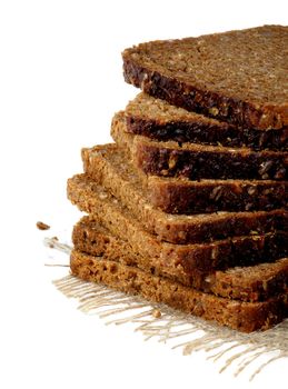Stack of Sliced Multigrain Bread isolated on white background