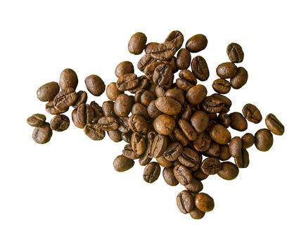 Isolation of Fair Trade Organic Coffee Beans On A White Background