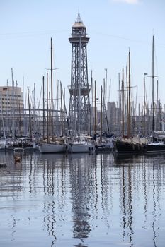 yachts in the harbor Marina Barcelona Spain