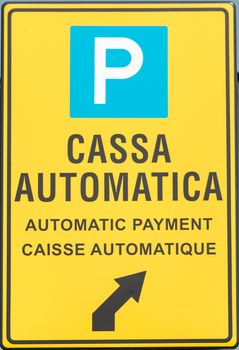 Metal sign with directions and instructions in Italian