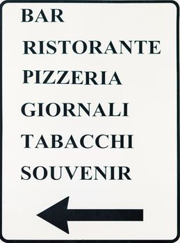 Metal sign with directions and instructions in Italian