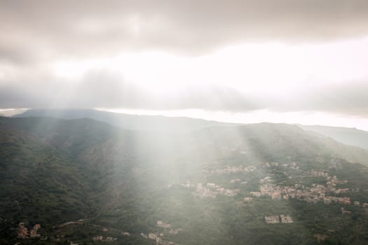 Rays of the setting sun on nebrodi mountain Sicily