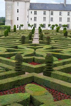 Gardens and Chateau de Villandry  in  Loire Valley in France 