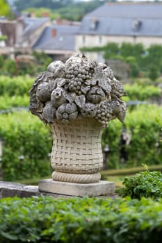 Gardens and Chateau de Villandry  in  Loire Valley in France 