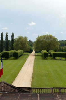 The great meadow and the park around the castle  Chambord. France