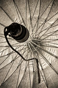 photographic studio strobe lighting and reflective umbrella