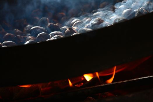 Cooking chesnuts in autumn