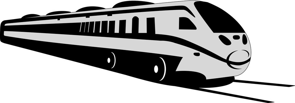 Modern lines depicts a grey train on the tracks.